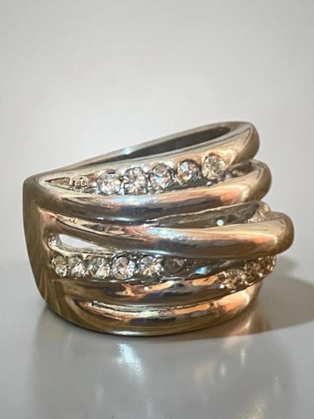 CHUNKY Y2K COCKTAIL RING Right Hand Dinner Statement Vintage Silver (Tone) SZ 7